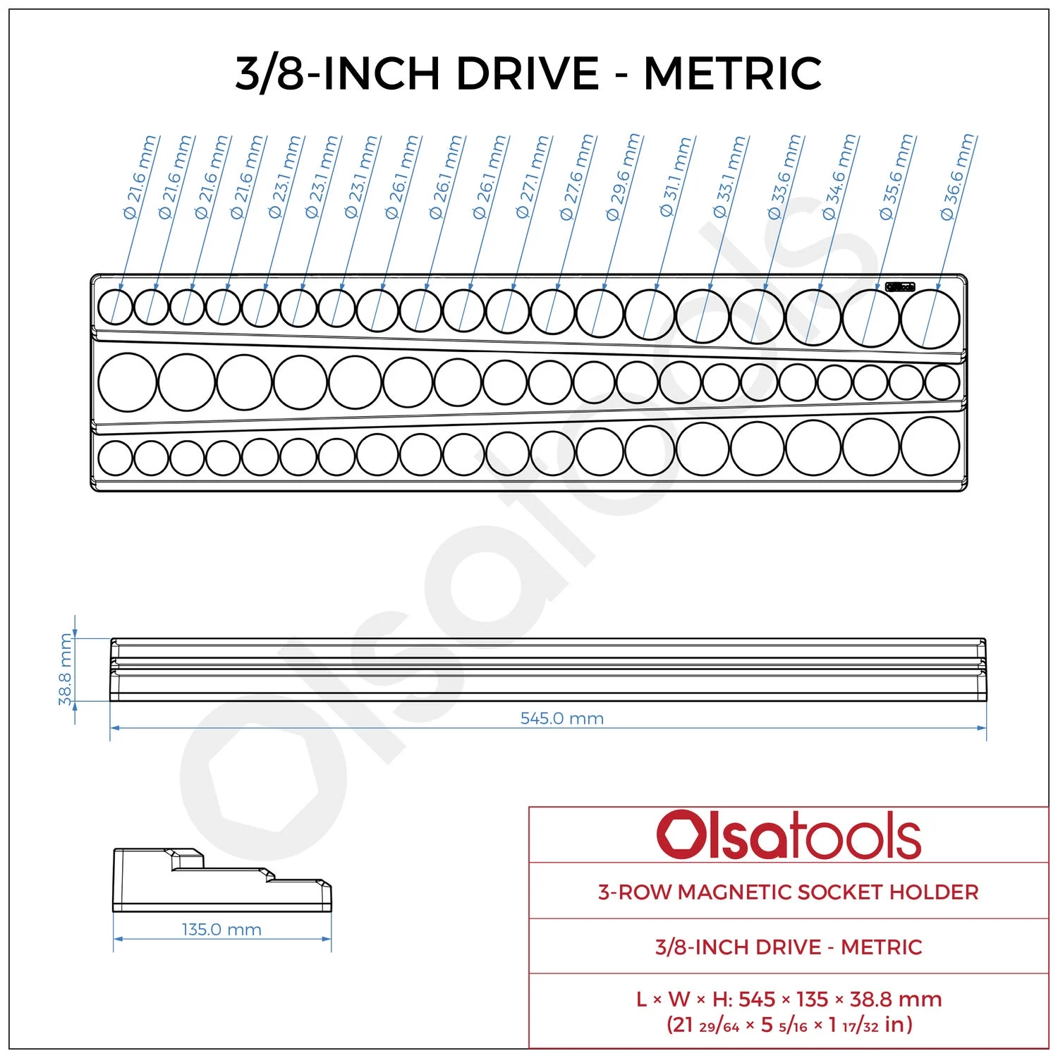 3-Row Magnetic Socket Holder - Image 119
