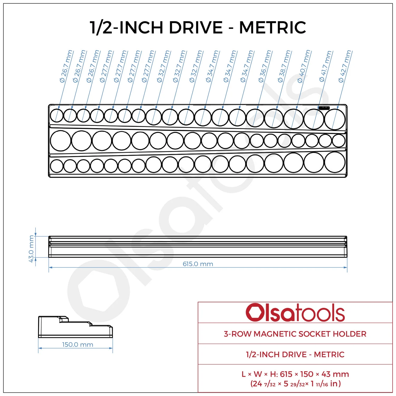 3-Row Magnetic Socket Holder - Image 122