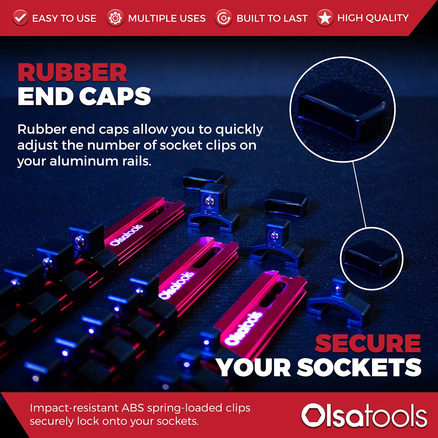 Aluminum Socket Organizer Rails With Rubber End Caps - Image 125