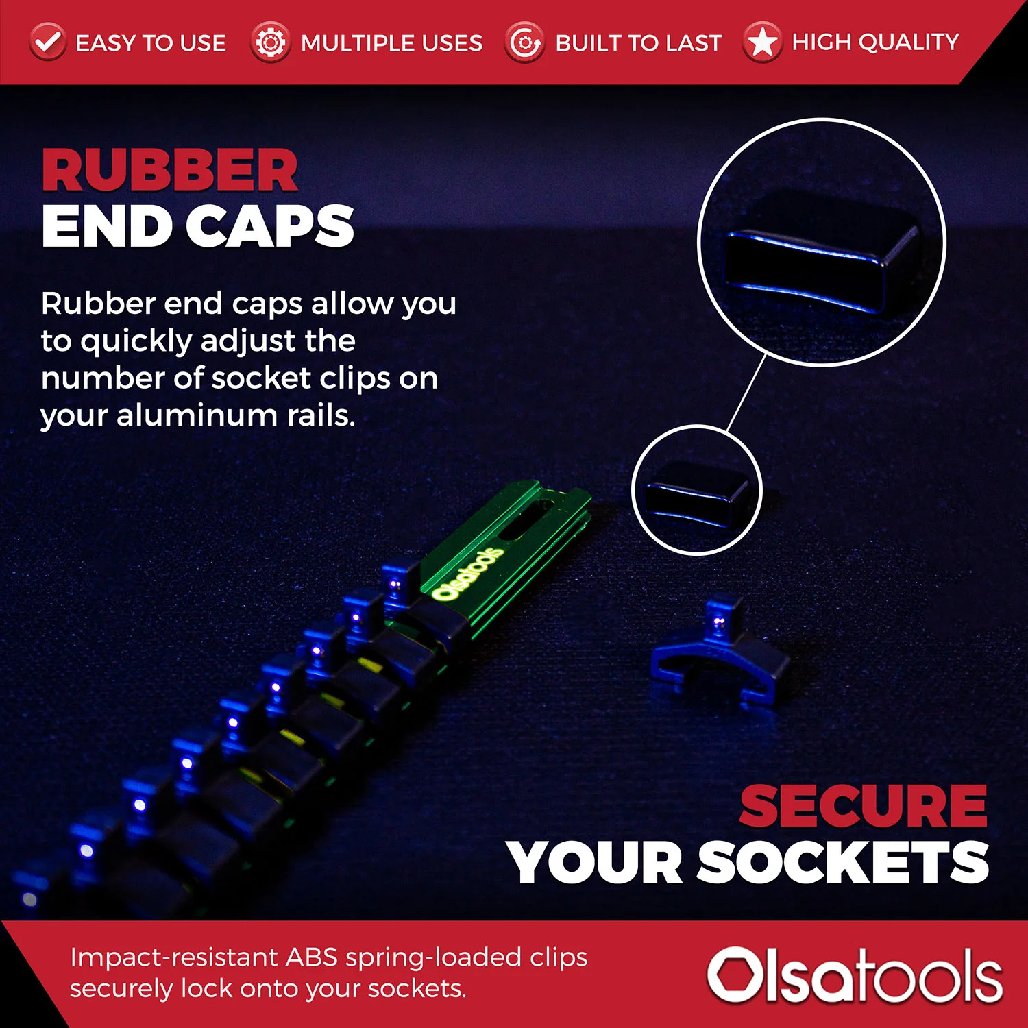 Aluminum Socket Organizer Rails With Rubber End Caps - Image 161