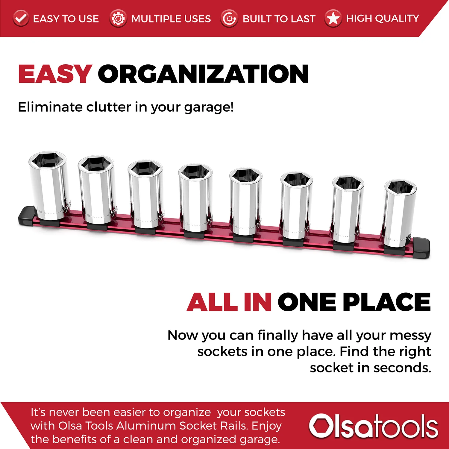 Aluminum Socket Organizer Rails With Rubber End Caps - Image 187