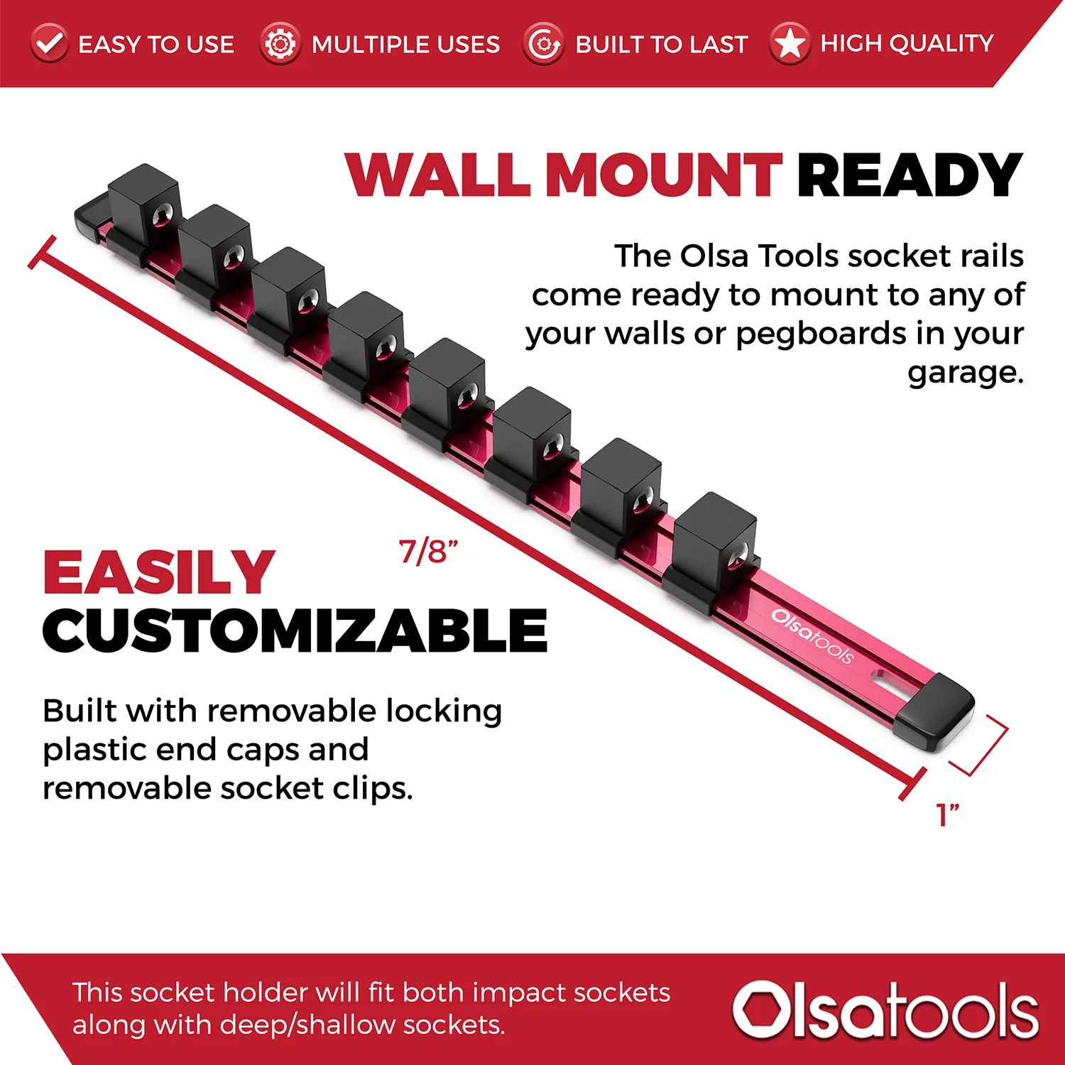 Aluminum Socket Organizer Rails With Rubber End Caps - Image 189