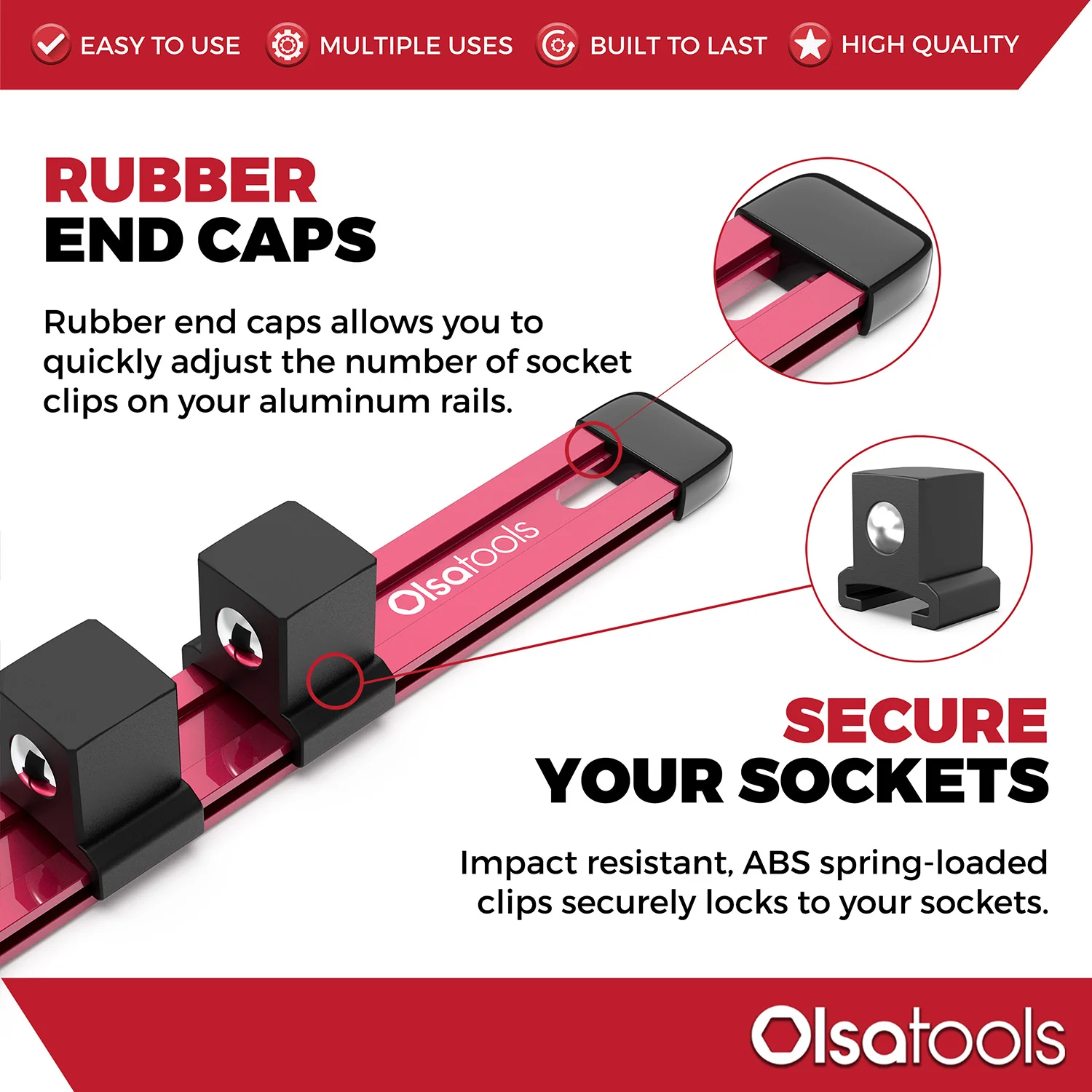 Aluminum Socket Organizer Rails With Rubber End Caps - Image 190