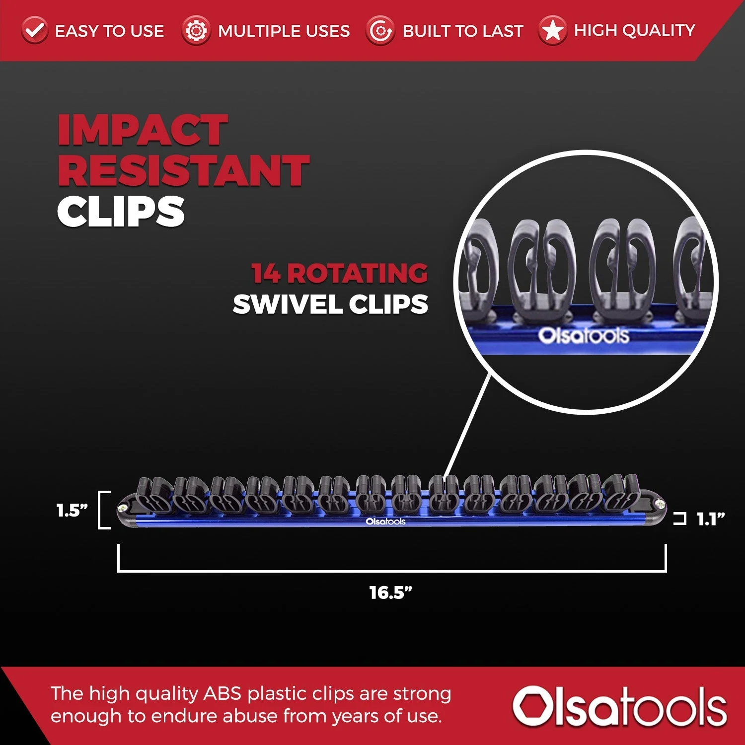Wall Mount Wrench Organizer With Rotating Clips - Image 7